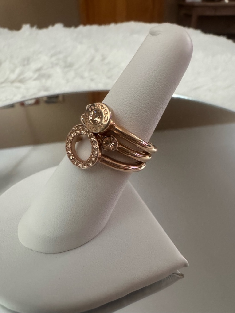 Coach Rose Gold Tone Stackable Rings and Bangle Set - Picture 5 of 8